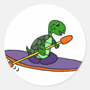 Grappige kajakken Zee schildpad Ronde Sticker