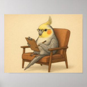 Grappige Kaketiel Therapeutische Vogel Poster
