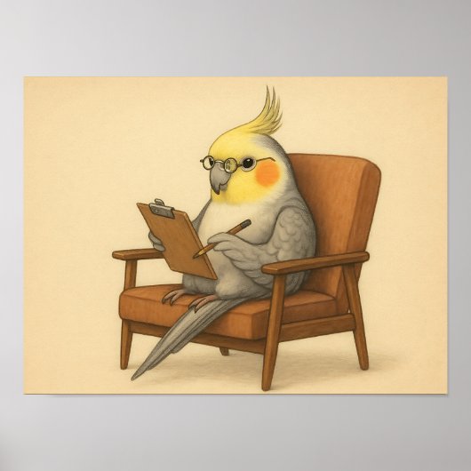 Grappige Kaketiel Therapeutische Vogel Poster (Voorkant)