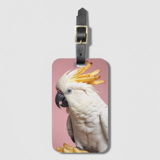 Grappige kaketoe met frites crest bagagelabel (Voorkant (verticaal))