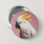 Grappige kaketoe met frites crest ronde button 7,6 cm (Voorkant /achterkant)