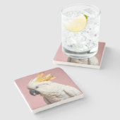 Grappige kaketoe met frites crest stenen onderzetter (Zijkant)