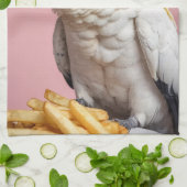 Grappige kaketoe met frites crest theedoek (Gevouwen)