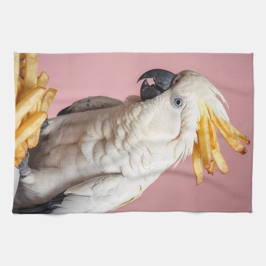 Grappige kaketoe met frites crest theedoek (Horizontaal)