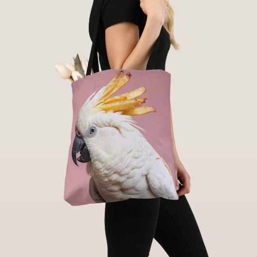 Grappige kaketoe met frites crest tote bag (Dichtbij)