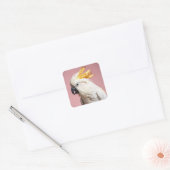 Grappige kaketoe met frites crest vierkante sticker (Envelop)