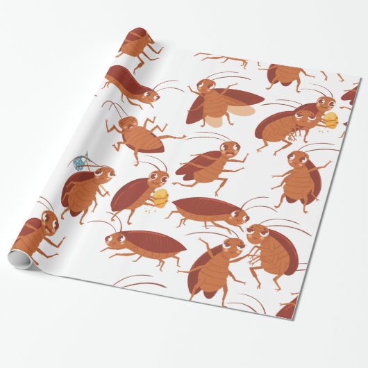 Grappige kakkerlakkeninsect cadeaupapier (Uitgerold)