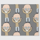 Grappige Kale Excentrieke Oude Man met Baard Cadeaupapier (Vlak)