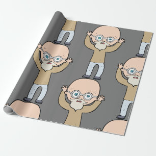 Grappige Kale Excentrieke Oude Man met Baard Cadeaupapier