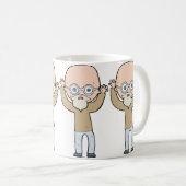 Grappige Kale Excentrieke Oude Man met Baard Koffiemok (Voorkant rechts)