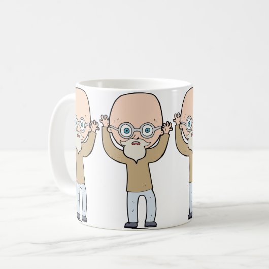 Grappige Kale Excentrieke Oude Man met Baard Koffiemok (Voorkant links)