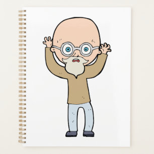 Grappige Kale Excentrieke Oude Man met Baard Planner