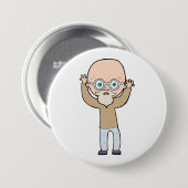 Grappige Kale Excentrieke Oude Man met Baard Ronde Button 7,6 Cm (Voorkant /achterkant)
