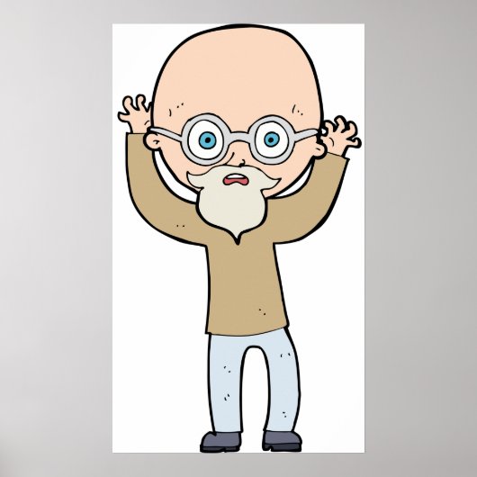 Grappige Kale Rare Oude Man met Baard Poster (Voorkant)