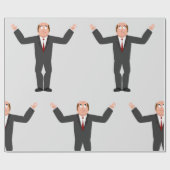 Grappige kale zakenman haalt humoristisch op cadeaupapier (Vlak)