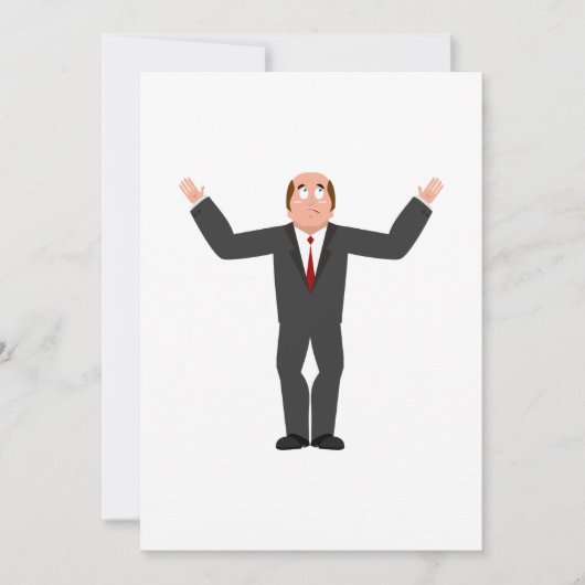 Grappige kale zakenman haalt humoristisch op kaart (Voorkant)
