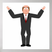 Grappige kale zakenman haalt humoristisch op poster (Voorkant)