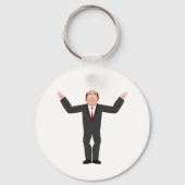 Grappige kale zakenman haalt humoristisch op sleutelhanger (Voorkant)