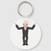 Grappige kale zakenman haalt humoristisch op sleutelhanger (Achterkant)