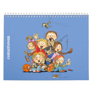 Grappige kalender voor kinderen - Blauwe kinderkal