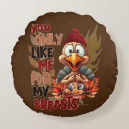 Grappige kalkoen borsten Thanksgiving Rond Kussen