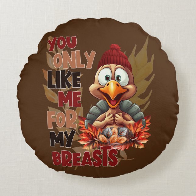 Grappige kalkoen borsten Thanksgiving Rond Kussen (Voorkant)