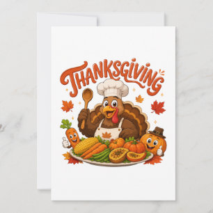Grappige Kalkoen Chef Thanksgiving-diner Kaart