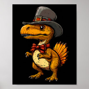 Grappige kalkoen dinosaurus Thanksgiving Schattige Poster