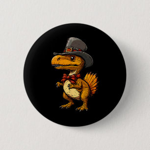 Grappige kalkoen dinosaurus Thanksgiving Schattige Ronde Button 5,7 Cm