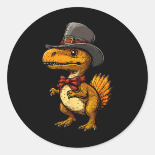 Grappige kalkoen dinosaurus Thanksgiving Schattige Ronde Sticker