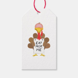 Grappige kalkoen eet meer taart bord Thanksgiving Cadeaulabel