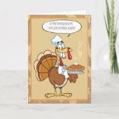 Grappige kalkoen fijne Thanksgiving serveer taart Feestdagen Kaart (Voorkant)