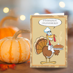 Grappige kalkoen fijne Thanksgiving serveer taart  Feestdagen Kaart