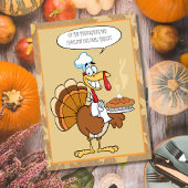 Grappige kalkoen fijne Thanksgiving serveer taart Feestdagen Kaart