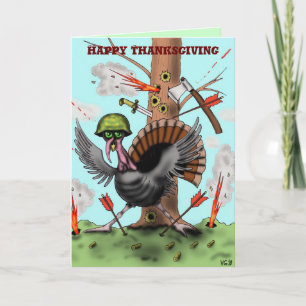 Grappige kalkoen Happy Thanksgiving kaart ontwerp