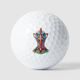 Grappige kalkoen in bril Cartoon Pret Golfballen