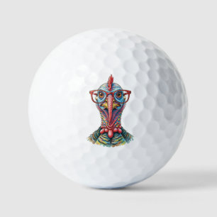 Grappige kalkoen in bril Cartoon Pret Golfballen