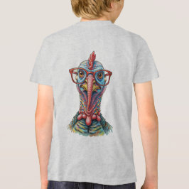 Grappige kalkoen in bril Cartoon Pret Tri-Blend Shirt