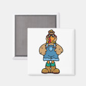 grappige kalkoen in overalls magneet (Voorkant / Achterkant)