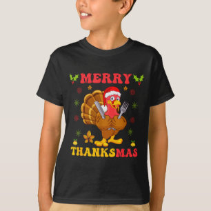 Grappige Kalkoen Kerstman Gelukkig Dankfeest Kerst T-shirt
