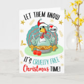 Grappige kalkoen liefde veganisten, vegan kerst kaart (Gele Bloem)