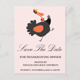 Grappige kalkoen save the date Thanksgiving Briefkaart
