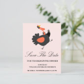 Grappige kalkoen save the date Thanksgiving   Briefkaart (Staand voorkant)