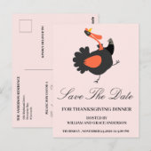 Grappige kalkoen save the date Thanksgiving   Briefkaart (Voorkant / Achterkant)