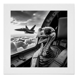 Grappige kalkoen selfie zwart & wit perfect poster