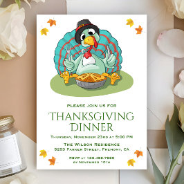 Grappige Kalkoen Thanksgiving Diner Feest Uitnodig Kaart