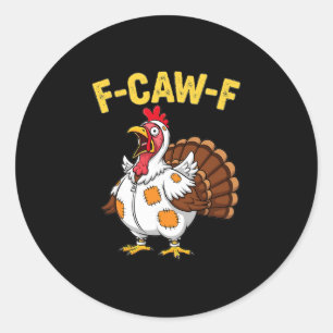 Grappige kalkoen verklede kip humor voor thanksgiv ronde sticker