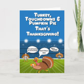 Grappige Kalkoen Voetbal Thanksgiving Touchdowns Kaart (Voorkant)