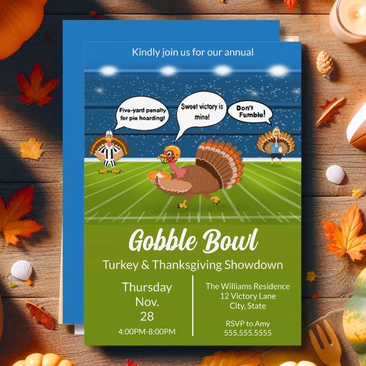 Grappige Kalkoen Voetbal Thanksgiving Touchdowns Kaart