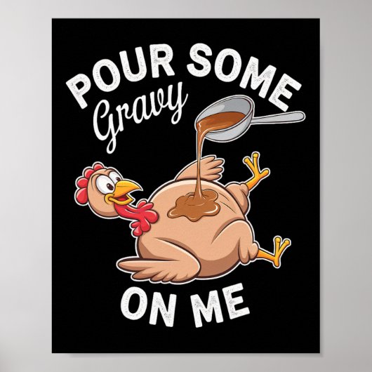 Grappige kalkoendag feest creaties giet wat jus poster (Voorkant)